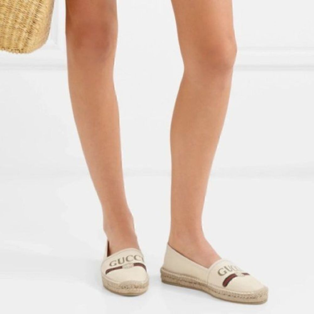 Gucci Logo Canvas Espadrilles Off-White EU 39.5 NEW - Picture 2 of 13